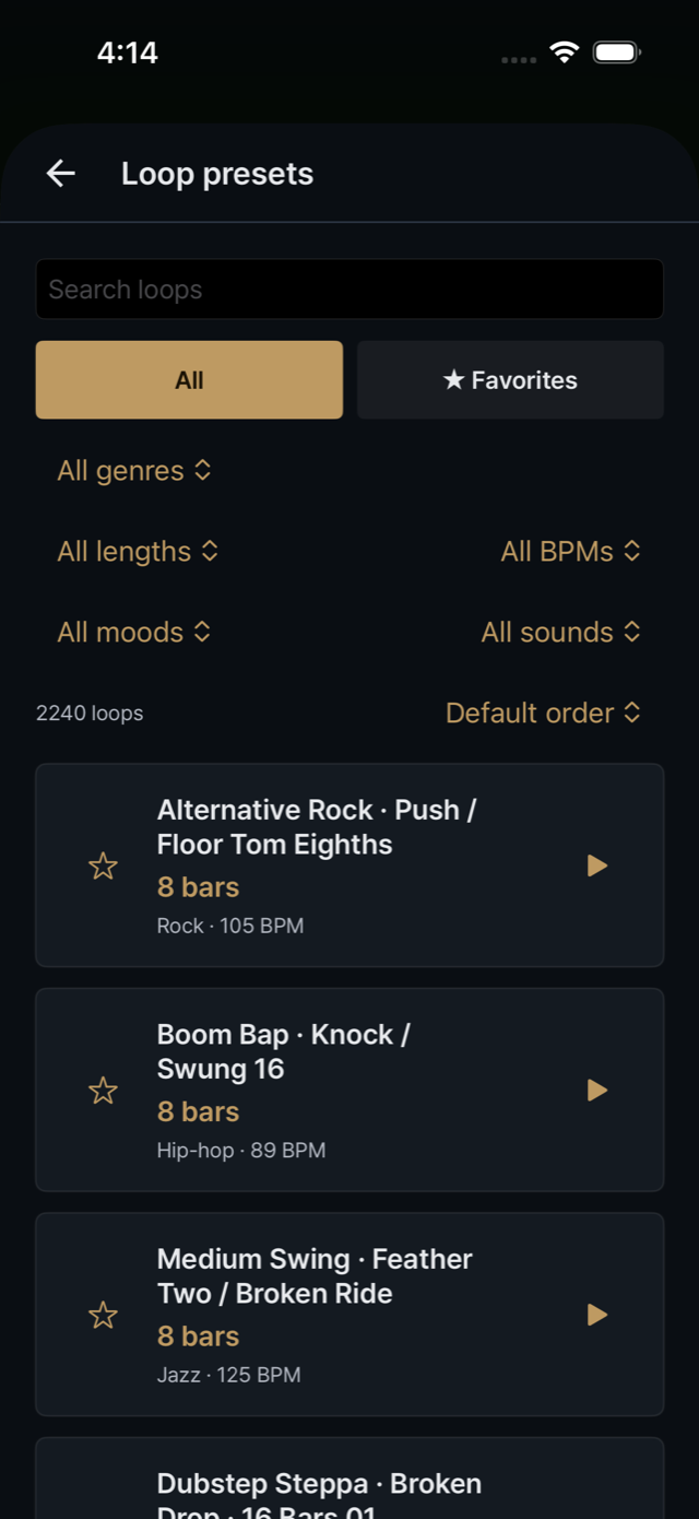 Loop presets by genre