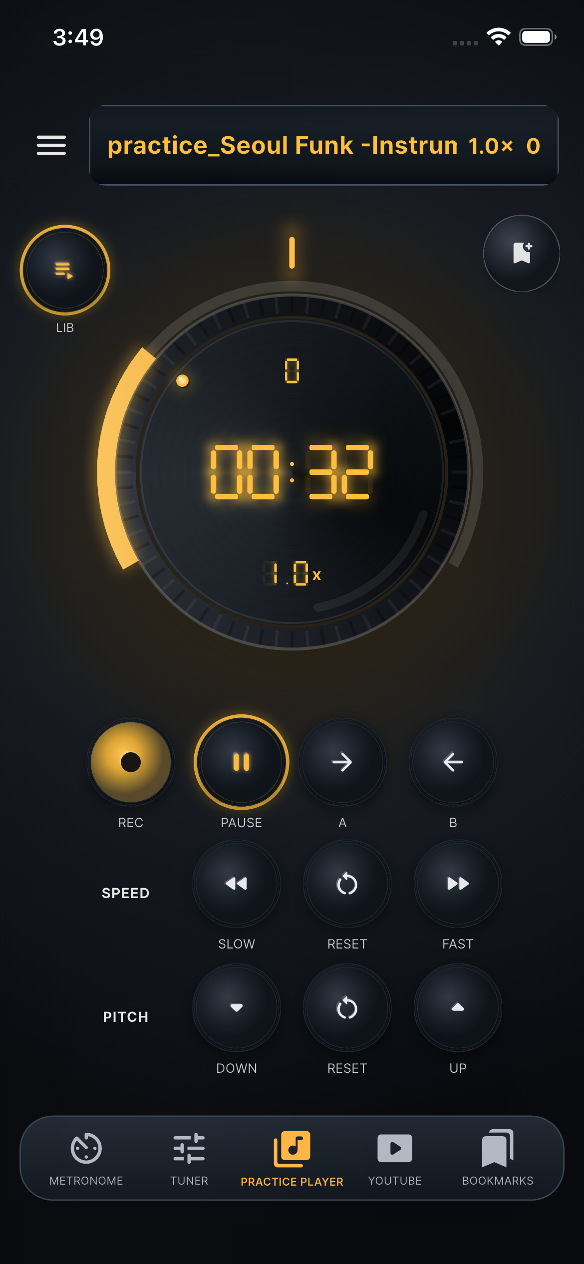 Band Mate practice player screen